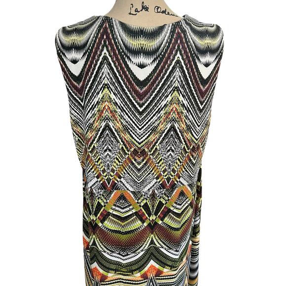 Chico's Dress Size 3 XL Tribal Geometric Black Green Tan Purple Sleeveless Maxi - Picture 6 of 11